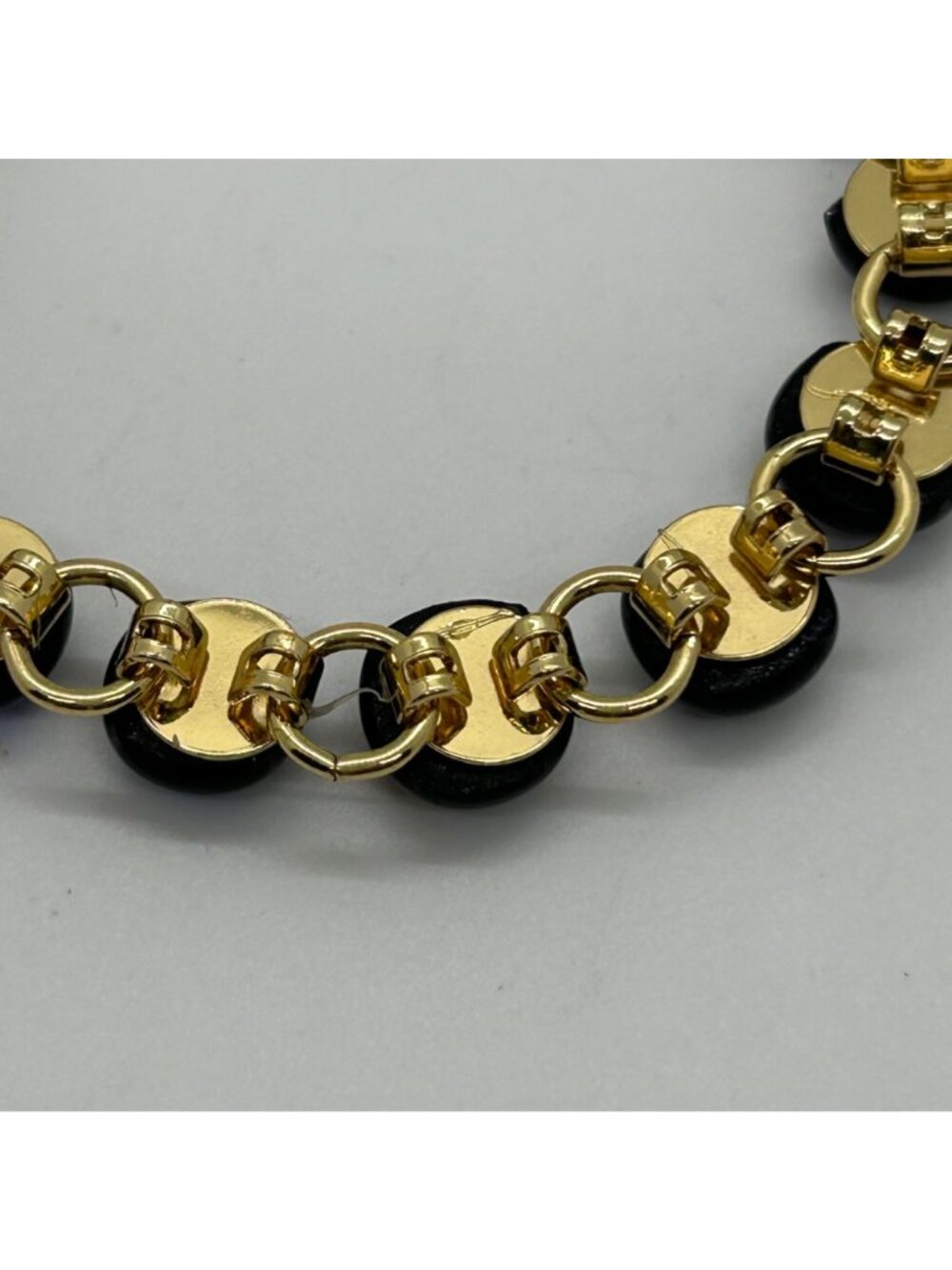 Vintage Gold-Tone Bracelet With Iridescent Dichroic Glass Beads Blue Purple - Picture 10 of 16